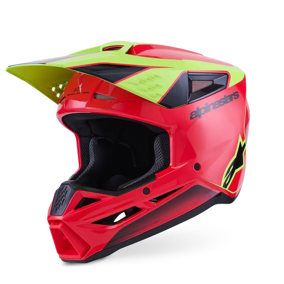 Alpinestars 2026 SM3 Fray Motocross Helmet Red Yellow Flo Black